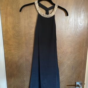 MLV Black T-Back Halter with Sequin/Beaded Collar